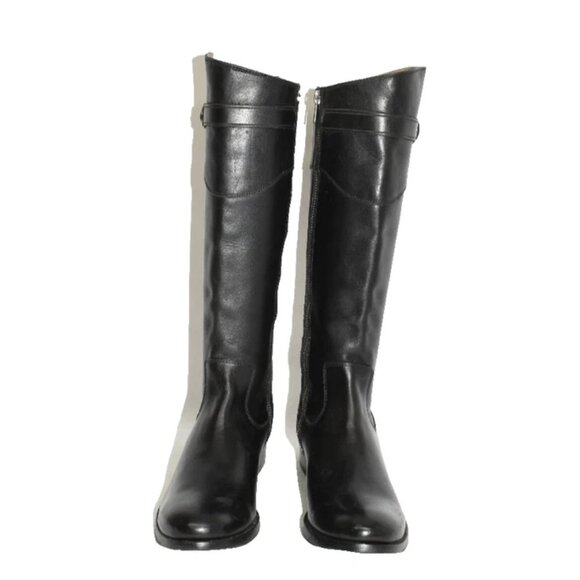 $400 Frye Molly Knee High Black Leather Riding EXTENDED CALF Boots 8.5 (MG29) - Picture 3 of 8
